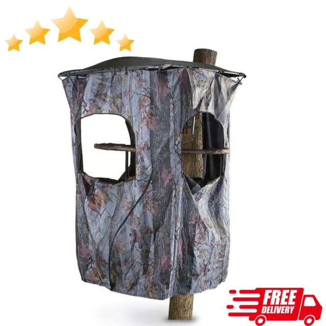 Universal Tree Stand Blind Kit Deer Hunting Big Game Camo Cover 3 Windows Stakes