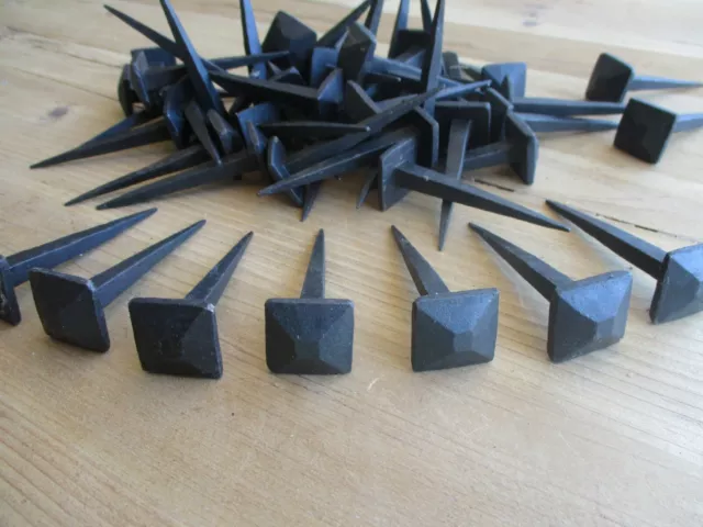 25 Nails Square Coat Hooks Hand Forged 1" Black 3" Long Tack Craft Angled Hook