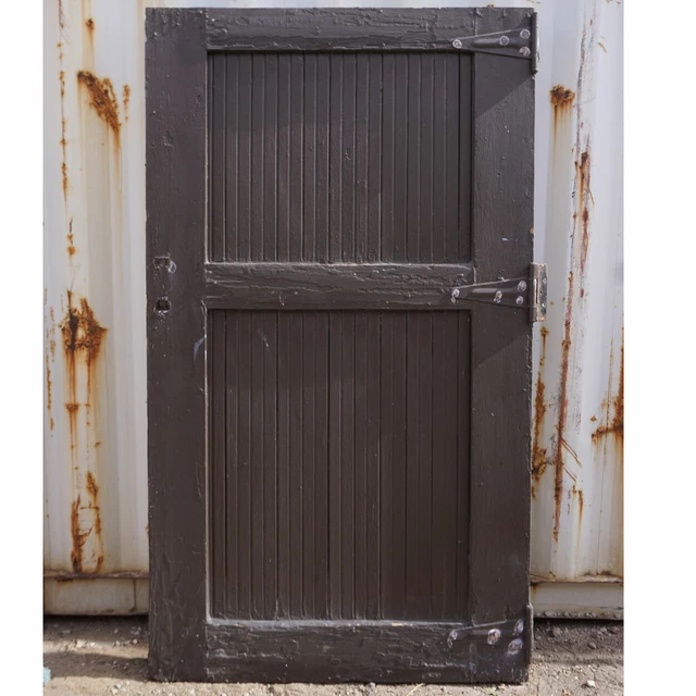 Vintage American Tudor Style Painted Solid Pine Barn Door c. 1920 2