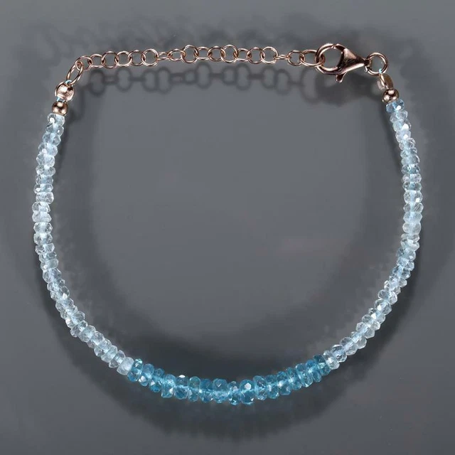 Véritable Topaze Bleu + Aigue-Marine 3-4mm Rondelle Facettes Bijou Perlé