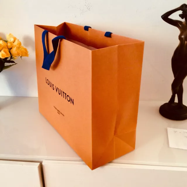 Authentic LOUIS VUITTON Orange Paper Shopping/Gift Bag 14”x10”x4.5”+Receipt  Card
