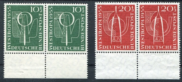 Bund Nr. 217 - 218 waagerechtes Paar postfrisch mit Unterrand BRD WESTROPA 1955