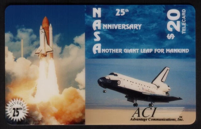 $20. NASA 25th Anniversary: Space Shuttle Liftoff & Landing SPECIMEN Phone Card