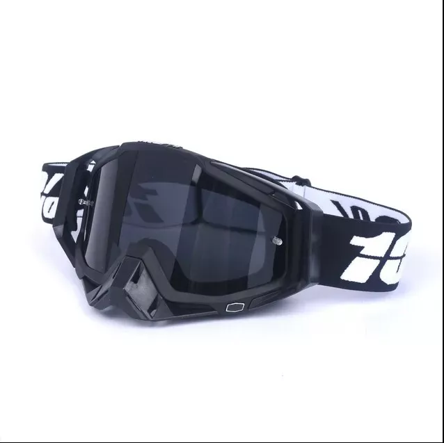 Maschera 100% STRATA 2 BLACK Occhiali Moto Cross/Enduro Lente Specchio Argento