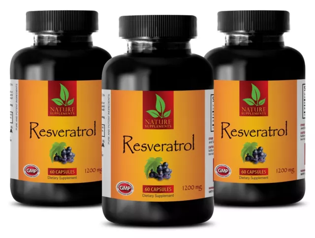 stem cell - RESVERATROL 1200 mg - Anti Aging - Anti Wrinkle Capsule - 3 Bottles