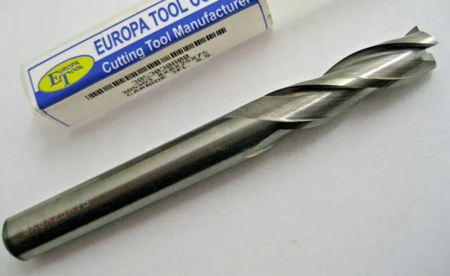 8mm CARBIDE LONG SERIES END MILL SLOT DRILL 3 FLUTED EUROPA TOOL 3053030800  6