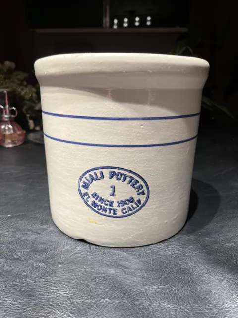 Vintage Miami Crock Pottery 1 Gallon El Monte California