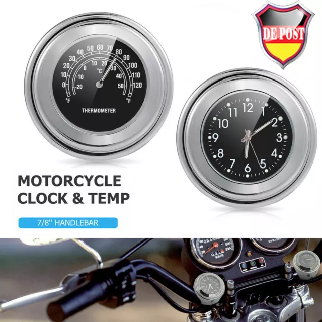 Motorrad Lenker Thermometer, 22-25mm wasserdichte Motorrad Lenker  Thermometer Temperaturmesser