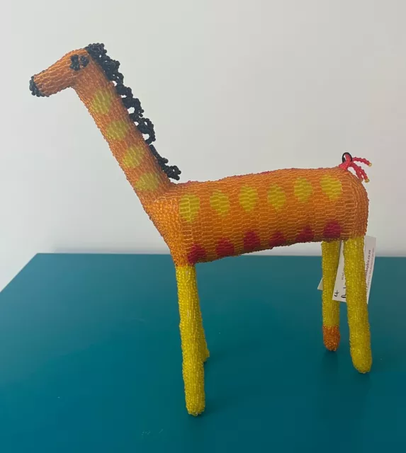 MONKEYBIZ- Hand Beaded GIRAFFE -Collectable-Unique one off- Home Design-Quality