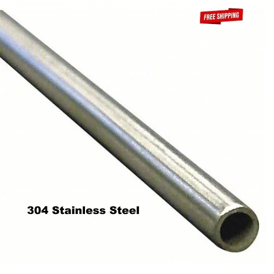 Round Tubing 304 Stainless Steel 1/2" OD x 6 ft. Welded 0.430" Inside Dia.