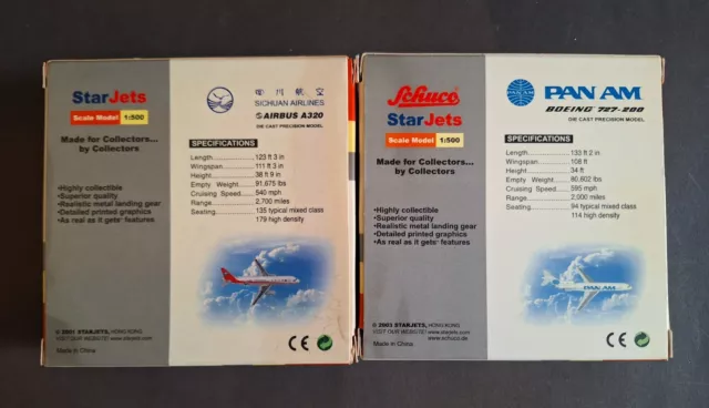 Pan Am und Sichuan Airlines Flugzeug Modell Maßstab 1:500 2