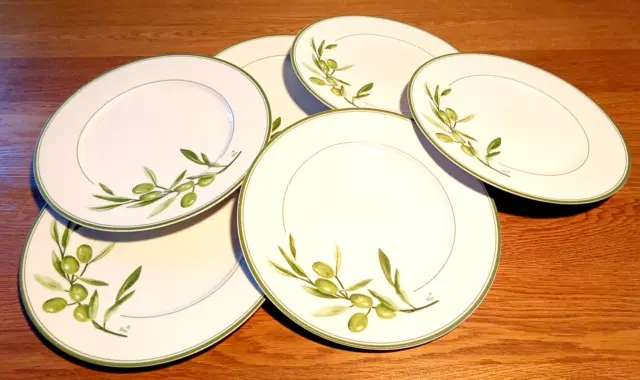 Lot de 6 assiettes plates /Faïence marc Palluy/LES ATELIERS DU SUD/Olives vertes