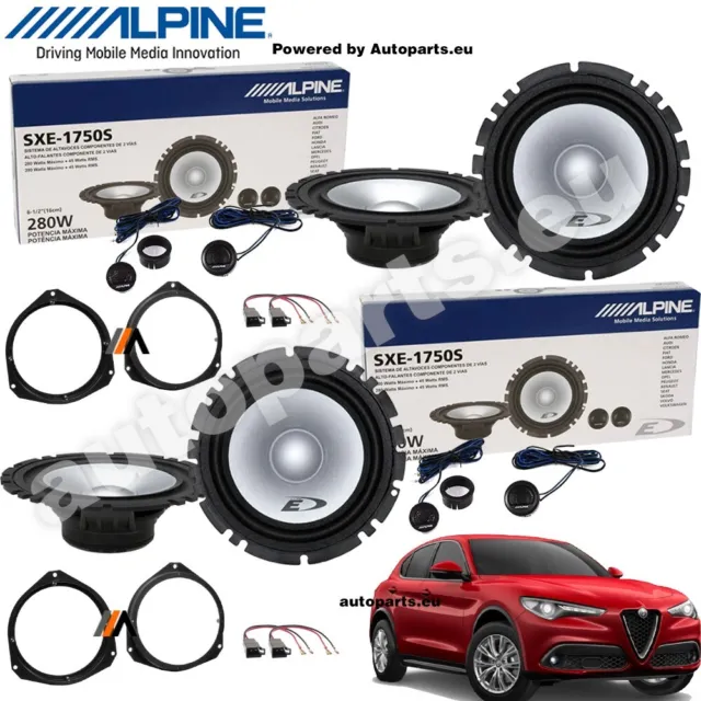 Kit 8 Casse Altoparlanti Alpine Anteriori e Posteriori per Alfa Romeo Stelvio