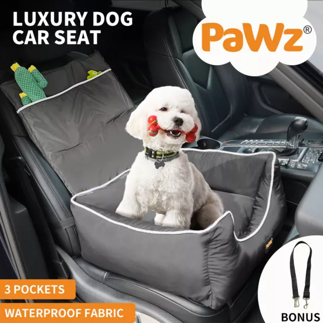 Pawz Dog Car Booster Seat Belt Pet Backrest Safe Protector Waterproof Travel Bed