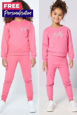Studio Personalised IVY Girls Pink Carnation Jog Set joggers Jumpers 3 - 4 Yrs