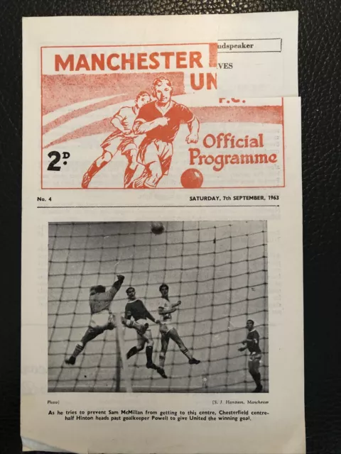 7.9.1963. Manchester Utd Res v West Bromwich Res (Central League), TM