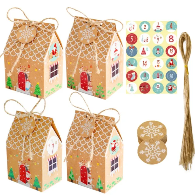 Corde de chanvre Boîte-cadeau Forme de maison Boîtes à biscuits  Fête de Noël