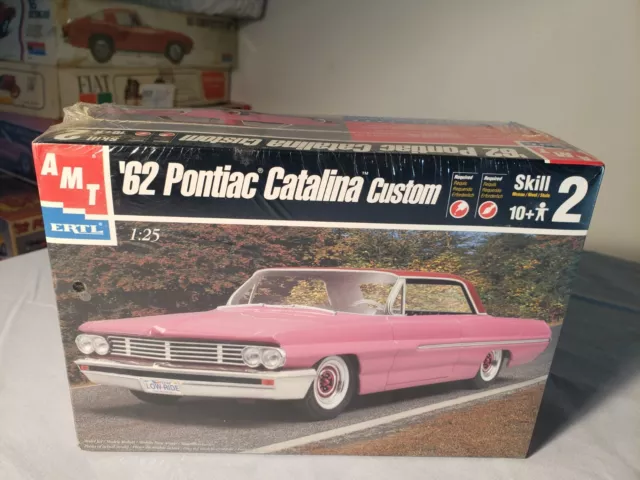 Vintage AMT ERTL '62 PONTIAC CATALINA PINK CUSTOM SEALED 1999 - OVER 100 PARTS!