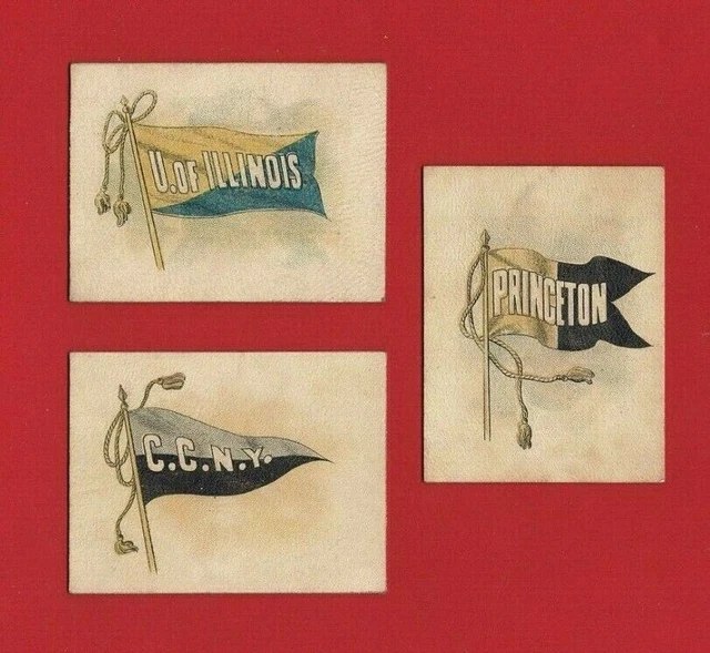 Scarce 3x  ATC LEATHERS - UNIVERSITY PENNANTS - 1908 CIGARETTE CARDS Gp.4 (TG21)