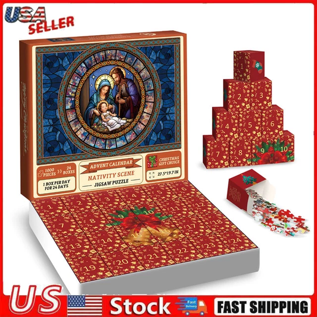 2023 NATIVITY SCENE Jigsaw Puzzle 1000 Pieces,Advent 24 Days Countdown