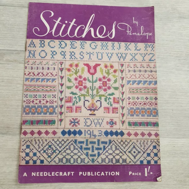 Vintage EMBROIDERY STITCHES BY PENELOPE Cover Sampler 1940s A-Z needlecraft