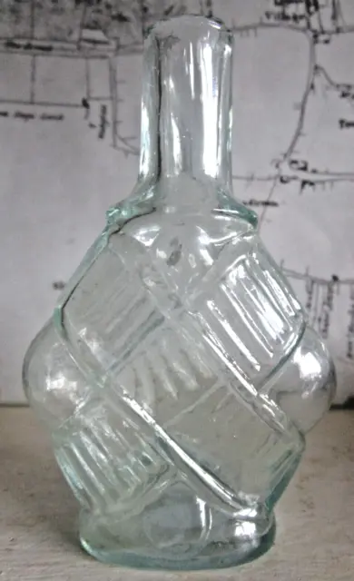 Nice Antique Victorian Aqua Glass Shear Lip Fancy Perfume Bottle.