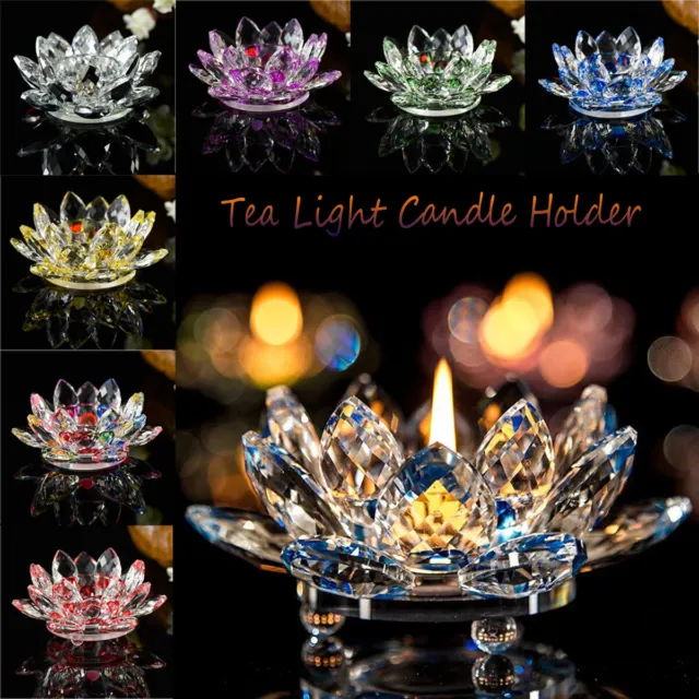 Candle holders Tea Light Glass Crystal Candlestick Home Decor Gifts Lotus Flower