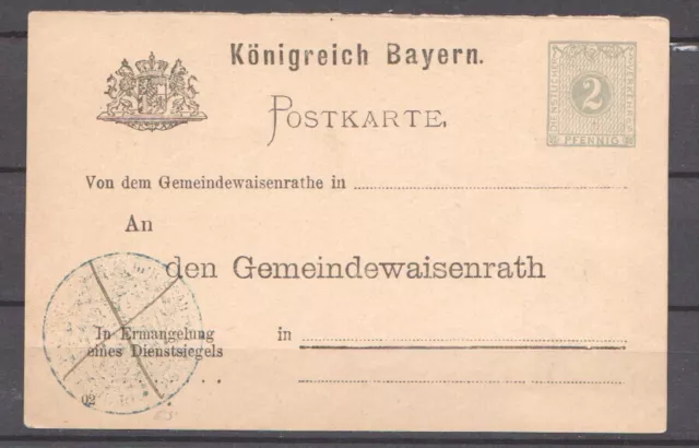 1902 Bayern 2pf dienstlicher verkehr Gemeindewaisenrath Mi DPB1 02 ganzsache