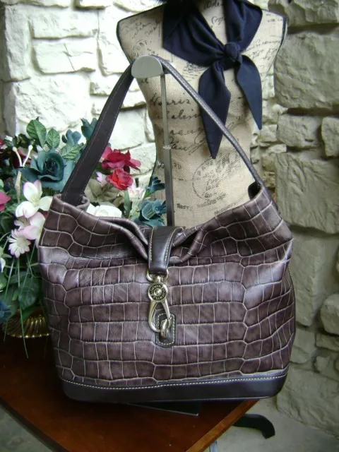 Dooney & Bourke Large Shoulder Bag /Shopper Tote Crocodile Embossed Leather Hobo