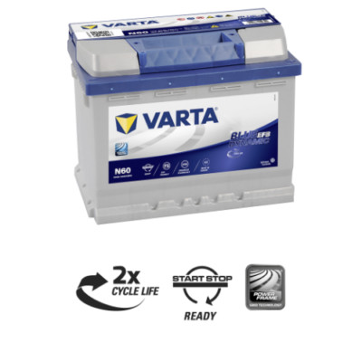 VARTA BATTERIA VARTA N60 START&STOP EFB 60AH 640A di spunto 242x175x190 560500064 BLUE 