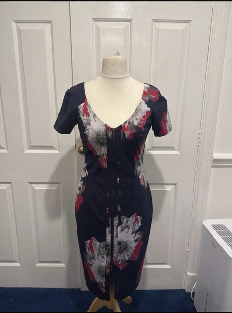 FRENCH CONNECTION Navy Blue Sleeveless Bodycon Bandage Dress, Size 8 8.66  - PicClick UK