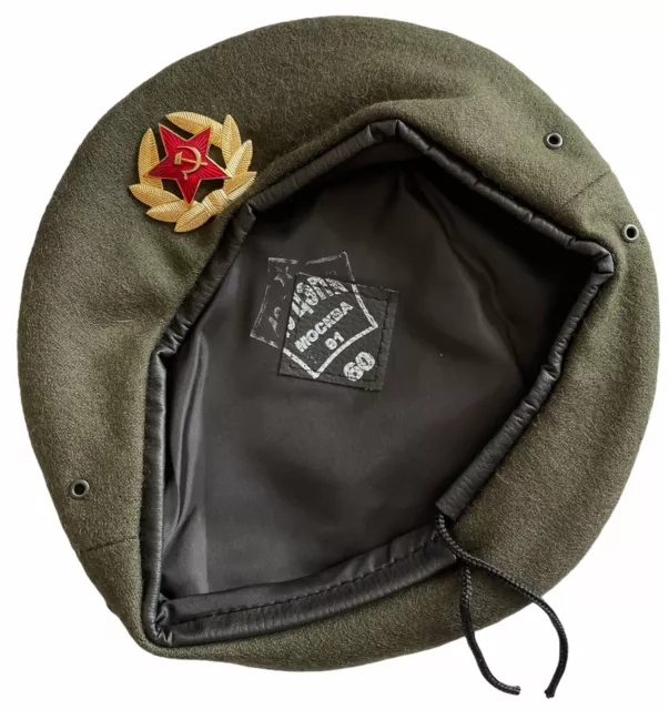 USSR Soviet Russian Army Style Khaki Military Beret Hat Cap Special Force Badge