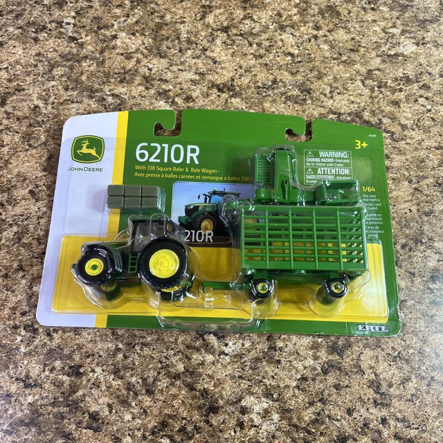 1/64th Scale John Deere 6210R Tractor With 338 Baler And Bale Wagon Die-cast