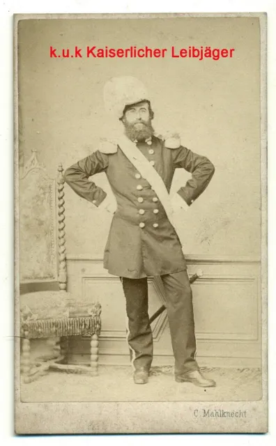 k.u.k Foto CDV CAB kaiserlicher Leibjäger 1865 albumin photo kuk royal hunter