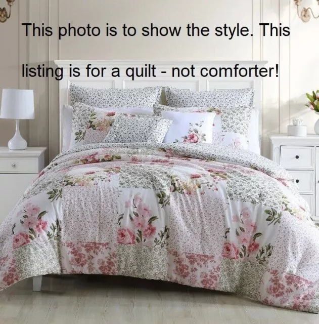 LAURA ASHLEY 3pc King QUILT Patchwork Shabby Chic Farmhouse Cottag