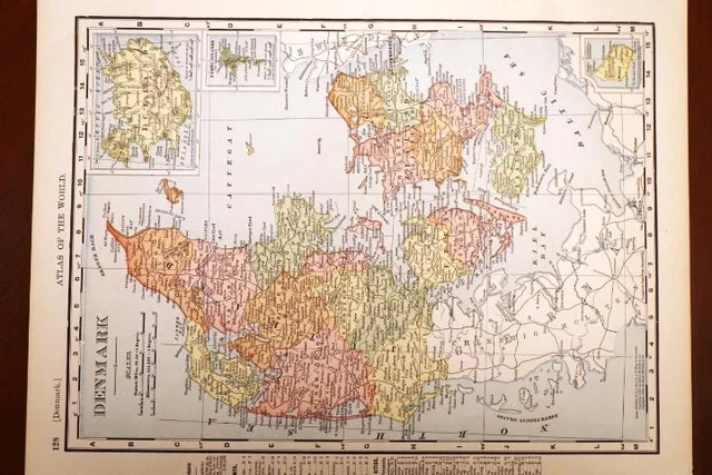 1897 Antique Mcnally Atlas Map Of Denmark-Excellent Detail