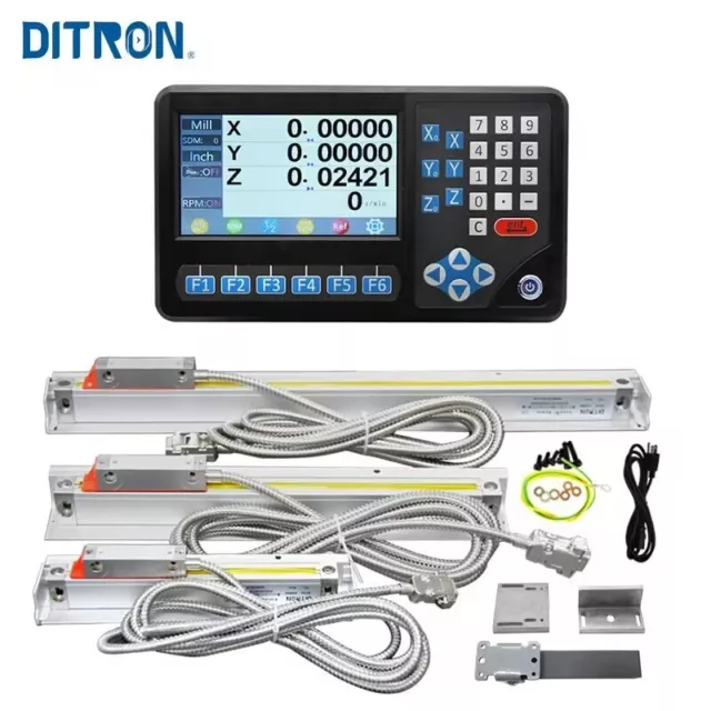 Ditron 3 Axis DRO Set for Milling Machine Linear Glass Scale Encoder 5um/1um DRO