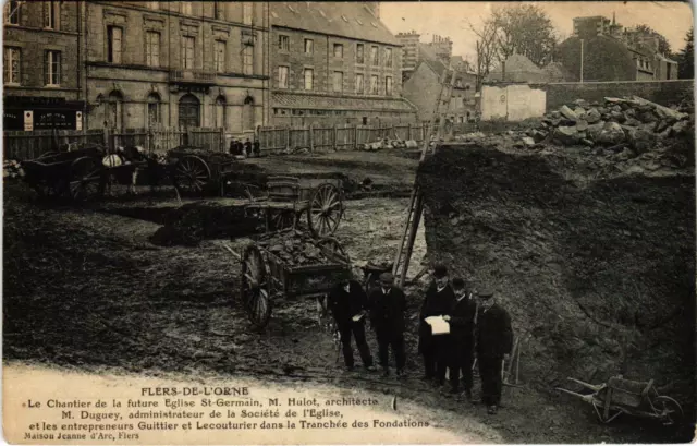 CPA AK Flers Orne - Le Chantier de la future Eglise St.-Germain (800429)