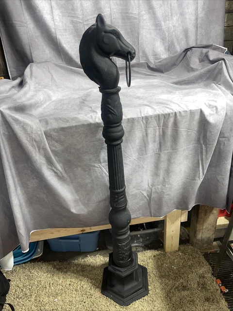 Antique Cast-Iron Horse-Head Hitching Post 19th Century - Full Post Is Very Rare