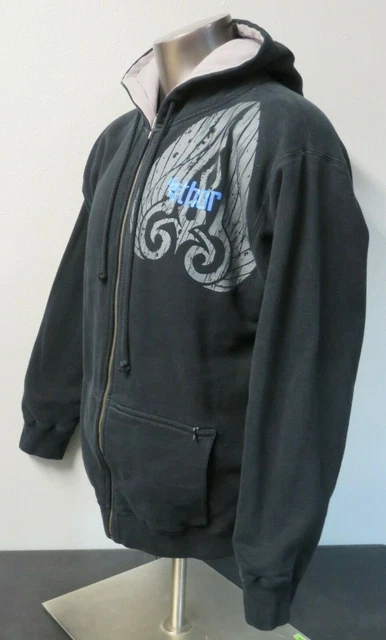 Mens THOR Black Full Zip Sweatshirt Sweater Size M Waffle Thermal Lined Hoodie 3