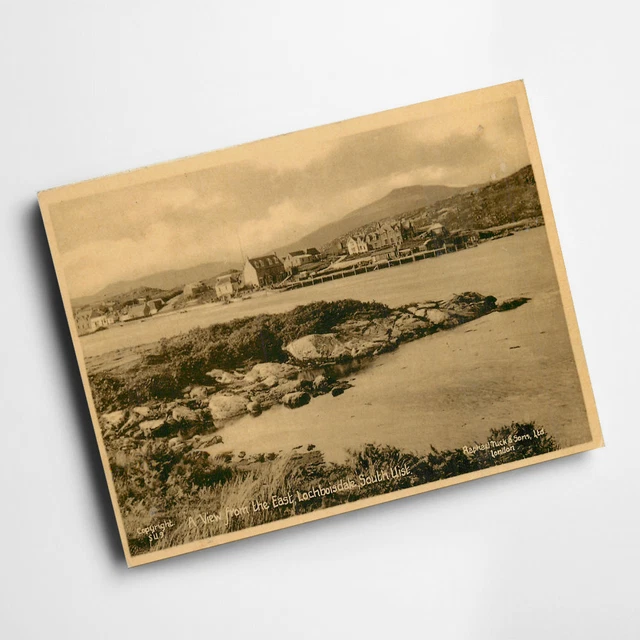 A3 DRUCK - Vintage Schottland - Ein Blick aus dem Osten, Lochboisdale, South Uist