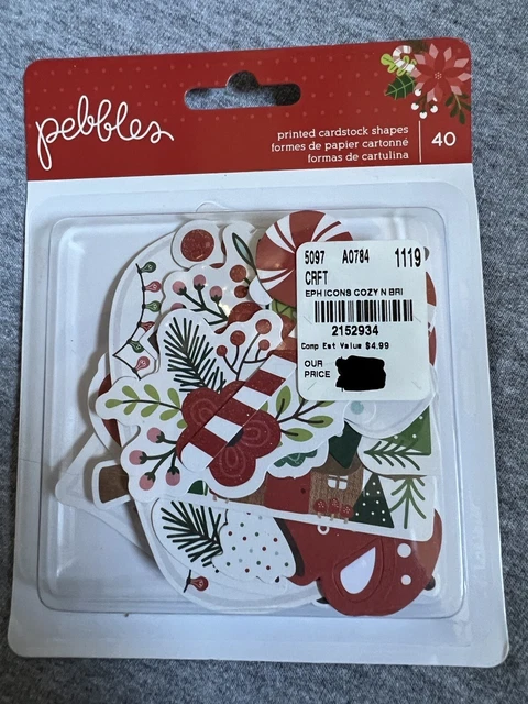 Troquetes de cartulina de Navidad Pebbles 40 acogedores y brillantes