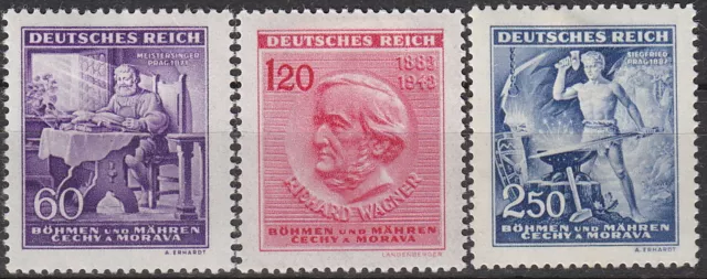 Stamp Germany Bohemia Czech Mi 128-30 Sc 85-7 WWII War Wagner Siegfried MNH