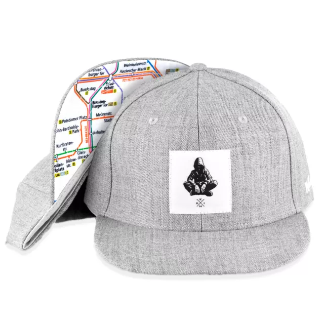 Nebelkind Snapback Cap Berlin Netzplan Patch Kappe Hellgrau Größenverstellbar...