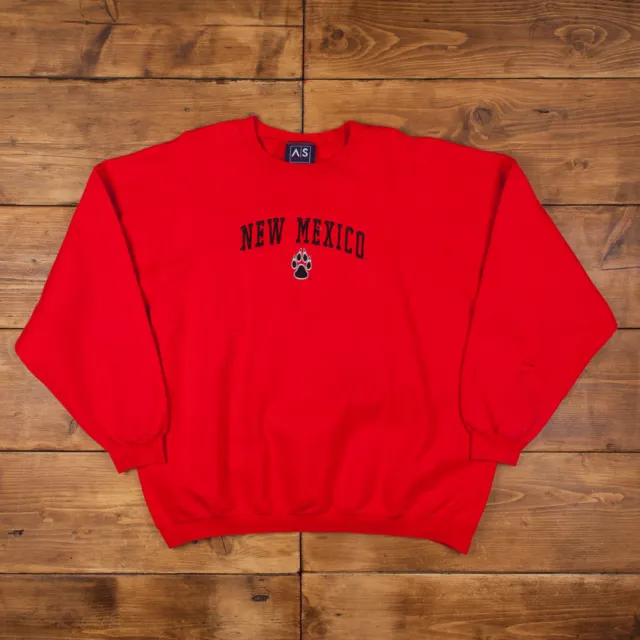 Vintage NFL New Mexico Lobos Sweatshirt 2XL 90s Paw  Red Embroidered Logo