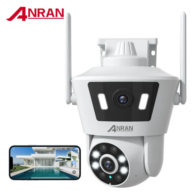 ANRAN 4MP HD Wireless Security Camera Double Lens WiFi PTZ Outdoor Night Vision