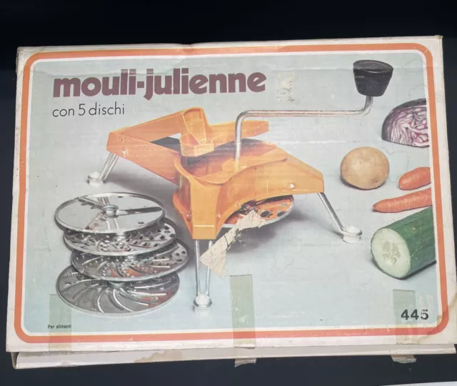 Vintage 70s Moulinex 445 Mouli-Julienne 5 Disc Slicer Shredder Grater France Org