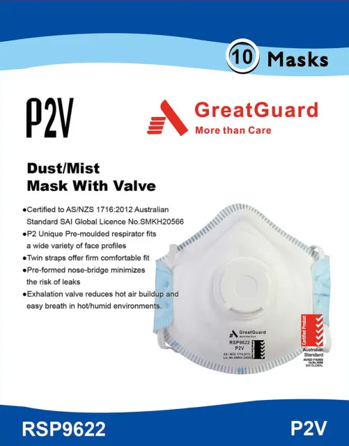 P2 Face Mask Respirator Valved Dust Smoke Flue Paint Welding Sanding Grinding