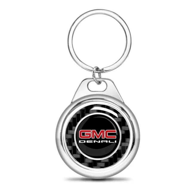 GMC Denali Carbon Fiber Chrome Roundel Metal Key Chain