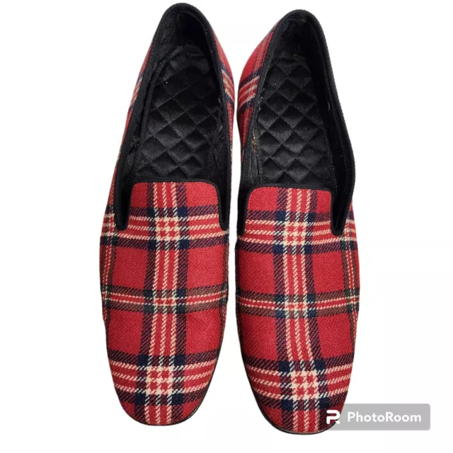 Peal & Co x Brooks Brothers Red Tartan Plaid Slippers Sz 12D